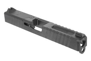 Serrated stainless steel slide for Glock 17 Gen 3.